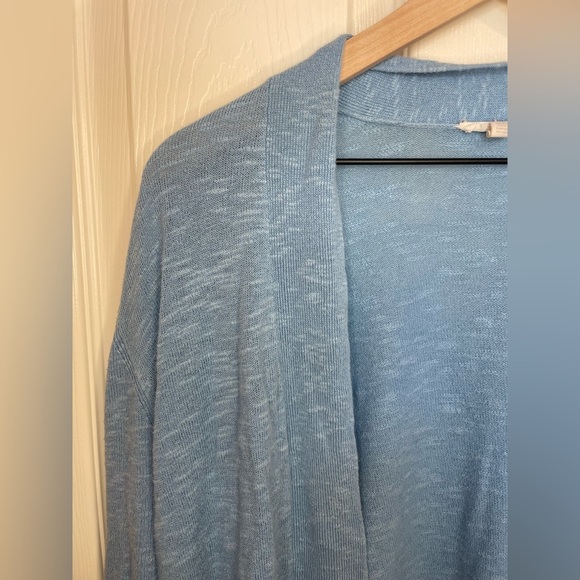 Eileen Fisher Blue Knit Organic Linen-Cotton Cardigan - Picture 4 of 6